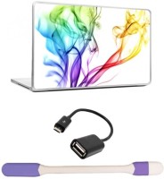 Skin Yard Colourful Chromatic Smoke Laptop Skins with USB LED Light & OTG Cable - 15.6 Inch Combo Set   Laptop Accessories  (Skin Yard)