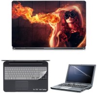 Skin Yard Girl Fire Glasses Abstract Laptop Skin with Screen Protector & Keyguard -15.6 Inch Combo Set   Laptop Accessories  (Skin Yard)