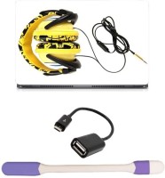 Skin Yard Yellow Headphone Laptop Skin -14.1 Inch with USB LED Light & OTG Cable (Assorted) Combo Set   Laptop Accessories  (Skin Yard)