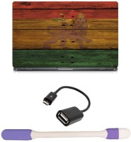 Skin Yard Tricolour Lion Laptop Skin -14.1 Inch with USB LED Light & OTG Cable (Assorted) Combo Set   Laptop Accessories  (Skin Yard)