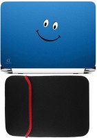 View FineArts Blue Smiley Laptop Skin with Reversible Laptop Sleeve Combo Set Laptop Accessories Price Online(FineArts)