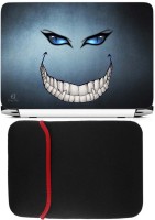 View FineArts Monster Teeth and Eyes Laptop Skin with Reversible Laptop Sleeve Combo Set Laptop Accessories Price Online(FineArts)