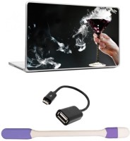 Skin Yard Smoking Wine Glass Laptop Skins with USB LED Light & OTG Cable - 15.6 Inch Combo Set   Laptop Accessories  (Skin Yard)