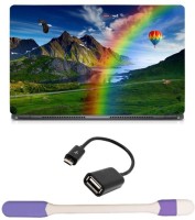 Skin Yard Nature Rainbow With Air Balloon Laptop Skin -14.1 Inch with USB LED Light & OTG Cable (Assorted) Combo Set   Laptop Accessories  (Skin Yard)