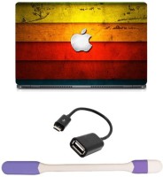 Skin Yard Colour Wooden Apple Laptop Skin -14.1 Inch with USB LED Light & OTG Cable (Assorted) Combo Set   Laptop Accessories  (Skin Yard)