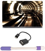 Skin Yard Subway Tunnel Rail Laptop Skin with USB LED Light & OTG Cable - 15.6 Inch Combo Set   Laptop Accessories  (Skin Yard)