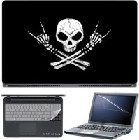 Skin Yard White Skull on Black Background Laptop Skin with Screen Protector & Keyboard Skin -15.6 Inch Combo Set   Laptop Accessories  (Skin Yard)