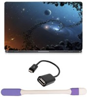 Skin Yard 3D Outer Space Laptop Skin with USB LED Light & OTG Cable - 15.6 Inch Combo Set   Laptop Accessories  (Skin Yard)