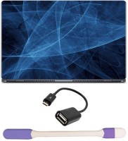 Skin Yard Digital Abstract on Blue Background Laptop Skin -14.1 Inch with USB LED Light & OTG Cable (Assorted) Combo Set   Laptop Accessories  (Skin Yard)