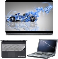 Skin Yard Blue Butterfly Car Abstract Laptop Skin with Screen Protector & Keyboard Skin -15.6 Inch Combo Set   Laptop Accessories  (Skin Yard)