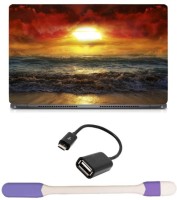 Skin Yard Beautiful Sunset Laptop Skin -14.1 Inch with USB LED Light & OTG Cable (Assorted) Combo Set   Laptop Accessories  (Skin Yard)