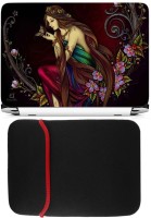 FineArts Girl Painting Laptop Skin with Reversible Laptop Sleeve Combo Set   Laptop Accessories  (FineArts)