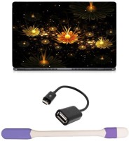 Skin Yard 3D Fractal Glowing Daisies Sparkle Laptop Skin with USB LED Light & OTG Cable - 15.6 Inch Combo Set   Laptop Accessories  (Skin Yard)