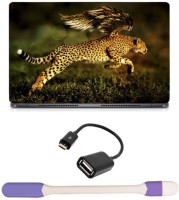 Skin Yard Jaguaar Cheetah Wings Laptop Skin with USB LED Light & OTG Cable - 15.6 Inch Combo Set   Laptop Accessories  (Skin Yard)