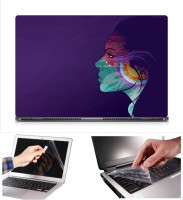 Skin Yard Colourful Face Blue Background Laptop Skin Decal with Keyguard & Screen Protector -15.6 Inch Combo Set   Laptop Accessories  (Skin Yard)