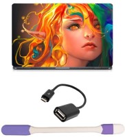 Skin Yard Rainbow Hair Art Girl Potrait Laptop Skin with USB LED Light & OTG Cable - 15.6 Inch Combo Set   Laptop Accessories  (Skin Yard)