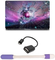 Skin Yard Broken Glass Pink Apple Laptop Skin with USB LED Light & OTG Cable - 15.6 Inch Combo Set   Laptop Accessories  (Skin Yard)