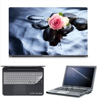 Skin Yard Rose on Wet Stones Laptop Skin Decal with Keyguard & Screen Protector -15.6 Inch Combo Set   Laptop Accessories  (Skin Yard)