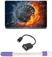 Skin Yard Cool Fire Digital Meter Laptop Skin with USB LED Light & OTG Cable - 15.6 Inch Combo Set   Laptop Accessories  (Skin Yard)