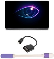 Skin Yard Digital Eye Glow Sparkle Laptop Skin with USB LED Light & OTG Cable - 15.6 Inch Combo Set   Laptop Accessories  (Skin Yard)