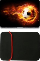 Skin Yard Soccer Fire FootBall Laptop Skin with Reversible Laptop Sleeve - 15.6 Inch Combo Set   Laptop Accessories  (Skin Yard)