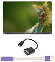 Skin Yard Animal Macro Photography Laptop Skin -14.1 Inch with USB LED Light & OTG Cable (Assorted) Combo Set   Laptop Accessories  (Skin Yard)