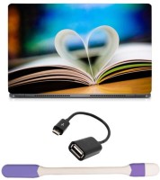 Skin Yard Love Book Laptop Skin -14.1 Inch with USB LED Light & OTG Cable (Assorted) Combo Set   Laptop Accessories  (Skin Yard)