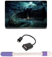 Skin Yard Ghost House in Night Laptop Skin with USB LED Light & OTG Cable - 15.6 Inch Combo Set   Laptop Accessories  (Skin Yard)