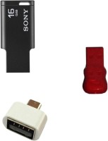 View Sony 16 GB TInny pendrive with OTG Adapter and Card reader Combo Set Laptop Accessories Price Online(Sony)