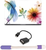 Skin Yard Feather Flower Laptop Skin with USB LED Light & OTG Cable - 15.6 Inch Combo Set   Laptop Accessories  (Skin Yard)