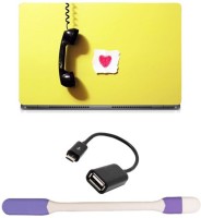 Skin Yard Receiver Love Laptop Skin with USB LED Light & OTG Cable - 15.6 Inch Combo Set   Laptop Accessories  (Skin Yard)