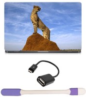 Skin Yard Tiger on Hill Laptop Skin -14.1 Inch with USB LED Light & OTG Cable (Assorted) Combo Set   Laptop Accessories  (Skin Yard)