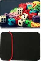 Skin Yard Colour Dice Laptop Skin/Decal with Reversible Laptop Sleeve - 14.1 Inch Combo Set   Laptop Accessories  (Skin Yard)