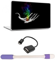 Skin Yard Colourful Smoky Hand Laptop Skin -14.1 Inchs with USB LED Light & OTG Cable (Assorted) Combo Set   Laptop Accessories  (Skin Yard)