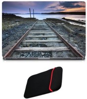 Skin Yard Railway Track Laptop Skin/Decal with Reversible Laptop Sleeve - 14.1 Inch Combo Set   Laptop Accessories  (Skin Yard)