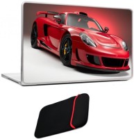 Skin Yard Hot Red Sports Car Laptop Skin/Decal with Reversible Laptop Sleeve - 14.1 Inch Combo Set   Laptop Accessories  (Skin Yard)
