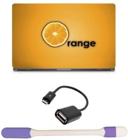 Skin Yard Digital Orange Typography Sparkle Laptop Skin with USB LED Light & OTG Cable - 15.6 Inch Combo Set   Laptop Accessories  (Skin Yard)