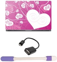 Skin Yard Heart Abstract in Pink Background Sparkle Laptop Skin -14.1 Inch with USB LED Light & OTG Cable (Assorted) Combo Set   Laptop Accessories  (Skin Yard)