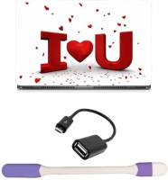 Skin Yard 3D I Love You Flying Heart Sparkle Laptop Skin -14.1 Inch with USB LED Light & OTG Cable (Assorted) Combo Set   Laptop Accessories  (Skin Yard)