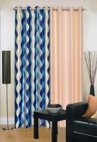 Ville Style 214 cm (7 ft) Polyester Door Curtain (Pack Of 2)(Abstract, Blue, Beige)