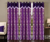 Stella Creations 275 cm (9 ft) Polyester Long Door Curtain (Pack Of 3)(Printed, Purple)