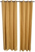 MABA 215 cm (7 ft) Silk Door Curtain (Pack Of 2)(Geometric, Gold)