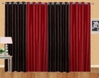 Stella Creations 275 cm (9 ft) Polyester Long Door Curtain (Pack Of 4)(Solid, Brown, Maroon)