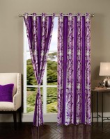 Export Hub 214 cm (7 ft) Polyester Door Curtain (Pack Of 2)(Printed, Purple)