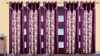 Ville Style 275 cm (9 ft) Polyester Long Door Curtain (Pack Of 5)(Floral, Purple)