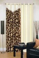 Ville Style 214 cm (7 ft) Polyester Door Curtain (Pack Of 2)(Abstract, Brown, Cream)