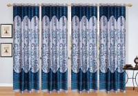 Ville Style 214 cm (7 ft) Polyester Door Curtain (Pack Of 4)(Floral, Light Blue)