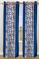 Ville Style 2.14 m (0 ft) Polyester Door Curtain (Pack Of 2)(Floral, Aqua)