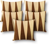 First Row Embroidered Cushions Cover(Pack of 5, 40 cm, Brown)