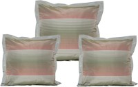 Maba Striped Cushions Cover(Pack of 3, 43 cm*43 cm, Pink)